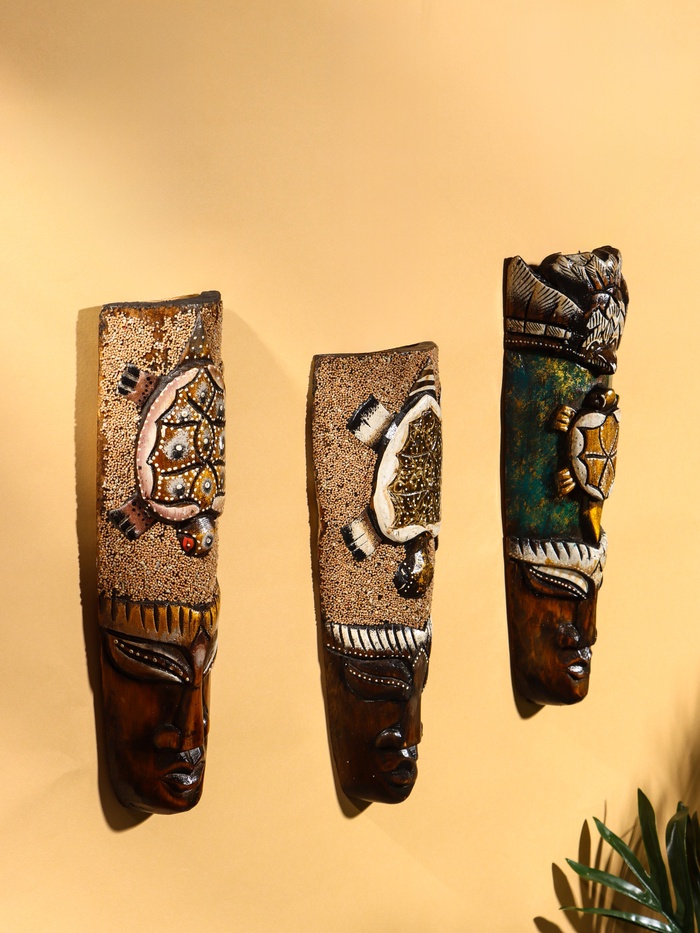 Маска «Абориген и черепаха», 30×10×4 см, дерево, МИКС