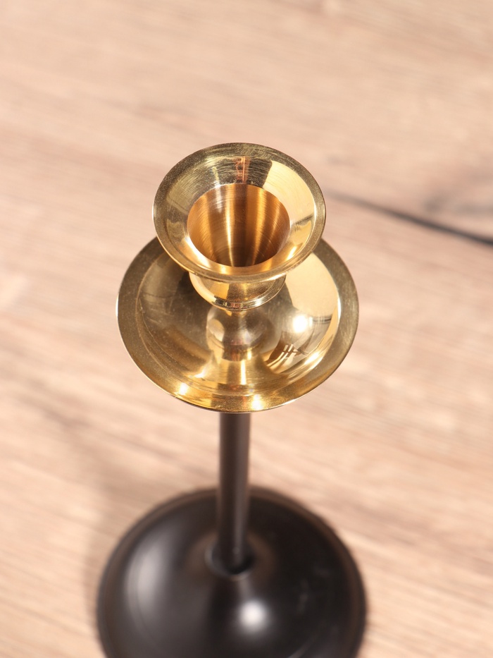 Подсвечник на 1 свечу «Да Винчи», латунь, чёрный с золотом, 7×7×18 см