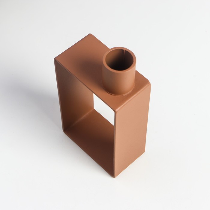 Металлический подсвечник на 1 свечу «Строгие линии», d=2 см, розовый, 13.5×4×7.2 см