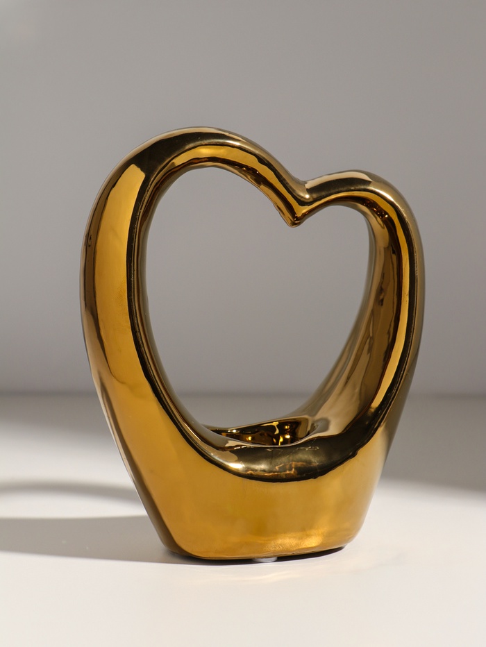Подсвечник на 1 свечу «Сердце», d=4 см, золото, 14.5×6×17 см