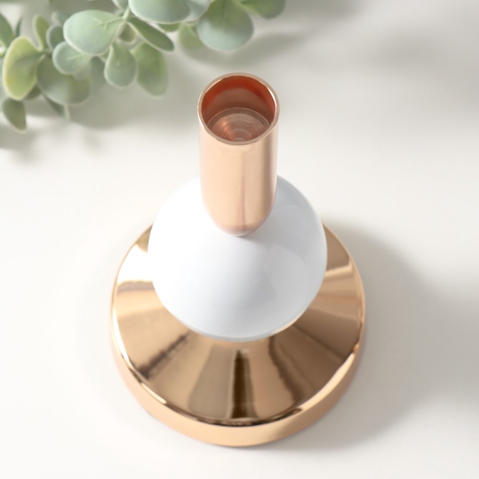 Металлический подсвечник на 1 свечу «Продо», белый, d=2 см, 9×9×17 см