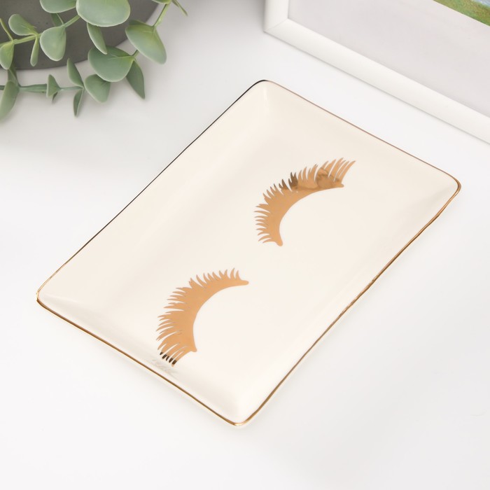 Подставка для мелочей, украшений «Ресницы», керамика, 14×9×1.6 см