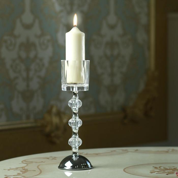 Стеклянный подсвечник на 1 свечу «Влечение», 29×9×9 см