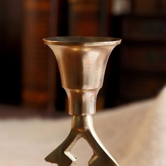 Подсвечник алюминий «Ёлка», на 1 свечу, 7×7×16 см