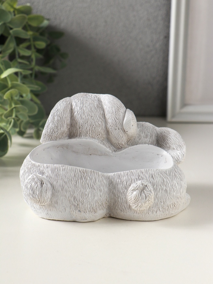 Подставка для мелочей «Кролики» 8×13×10 см, серый, гипс