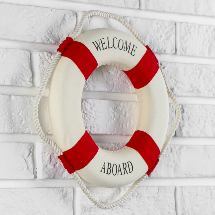 Декор настенный, панно спасательный круг с бечевкой Welcome aboard, 4×26×26 см, МИКС