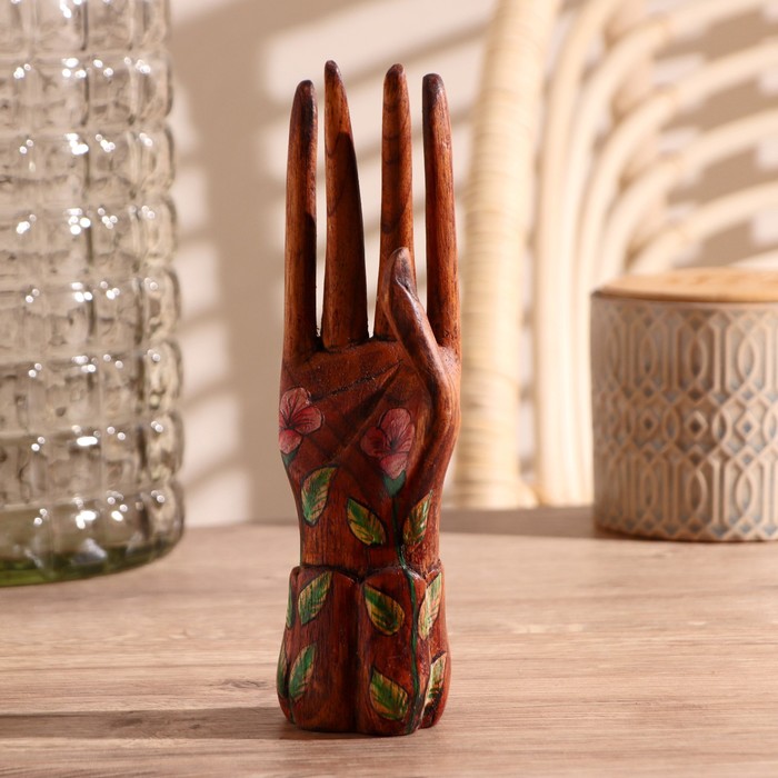 Подставка для колец «Рука роспись», 20 см, дерево