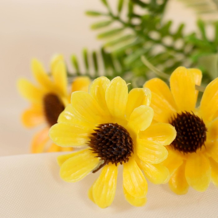 Букет искусственный «Ромашки с папоротником», h=20 см, МИКС