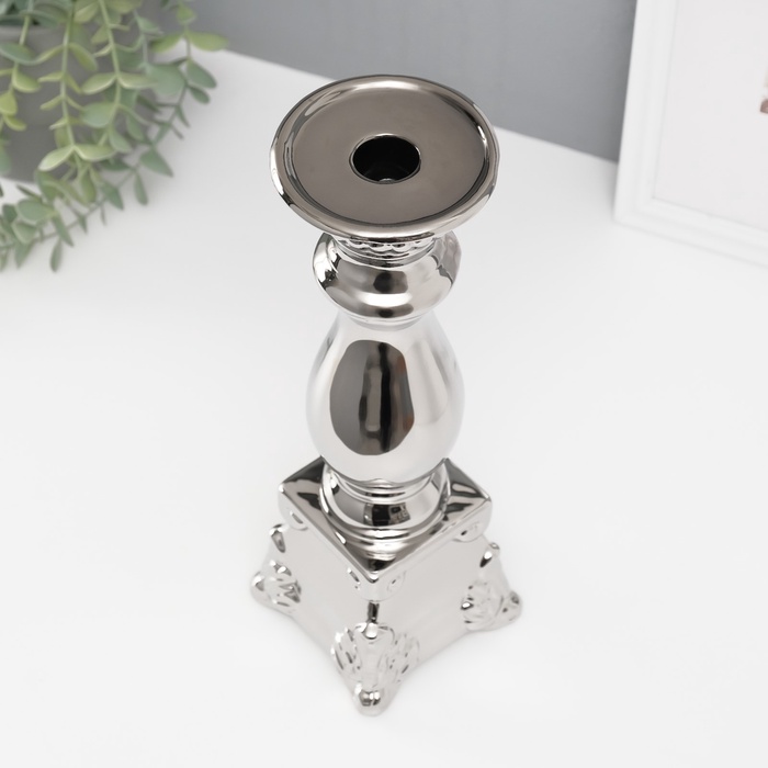 Подсвечник на 1 свечу «Нуово», d=1.5 см, серебро, 10×10×31.5 см