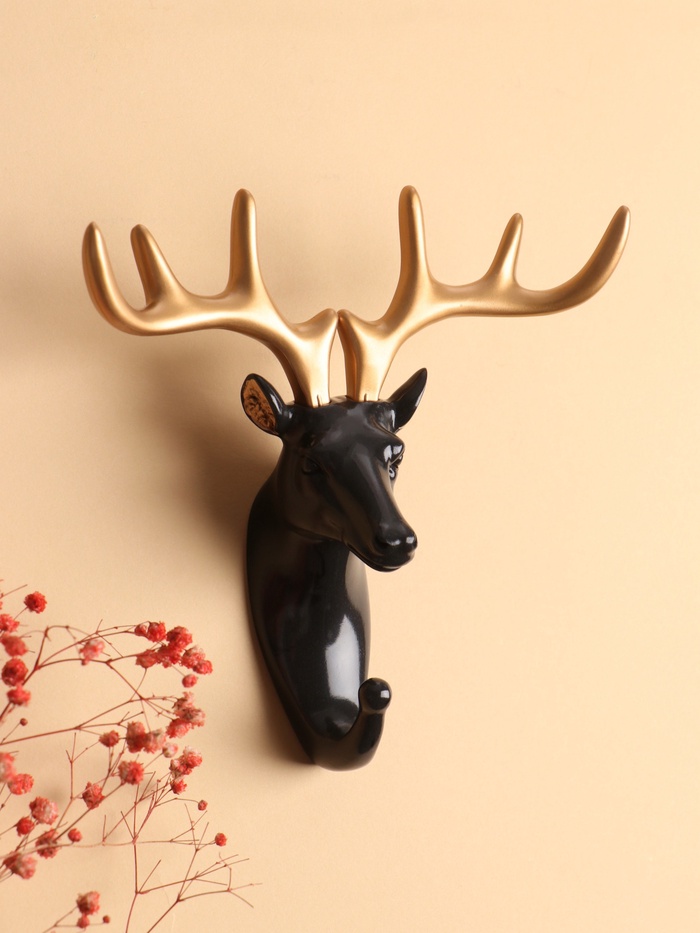 Декор настенный с вешалкой TAKE IT EASY «Олень», панно, 16.5×16 см, чёрный