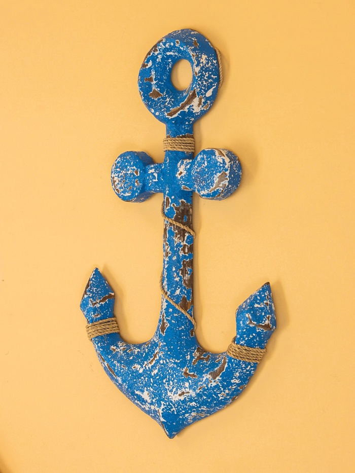 Декор интерьерный «Якорь», 23×2×40 см, дерево, ярко-синий