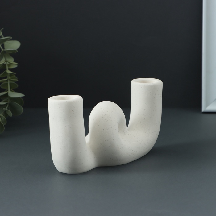 Подсвечник на 2 свечи TAKE IT EASY «Узел», белый, 17×3.5×8.5 см