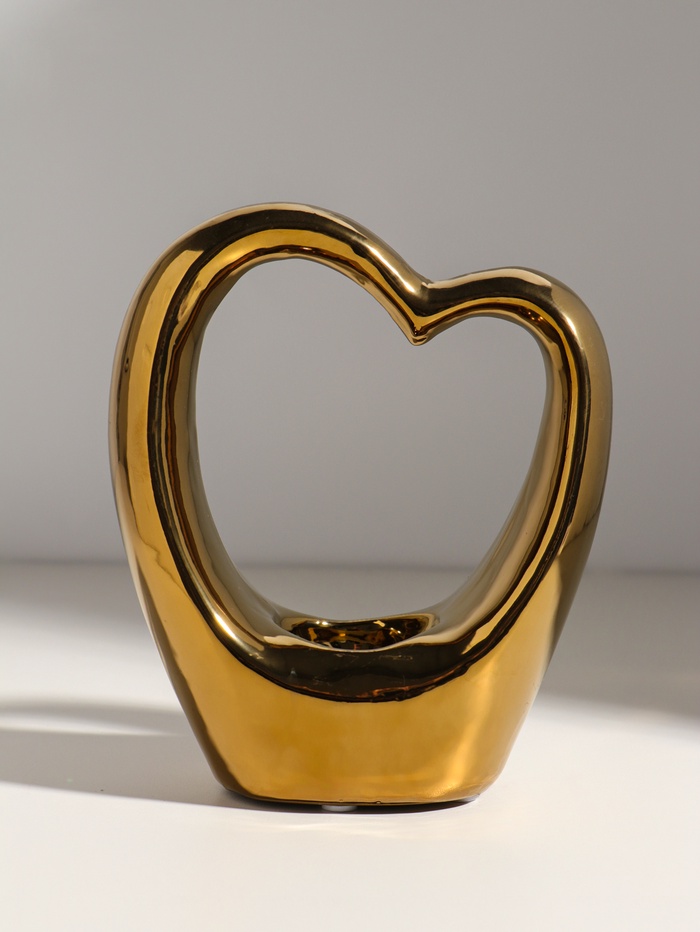 Подсвечник на 1 свечу «Сердце», d=4 см, золото, 14.5×6×17 см