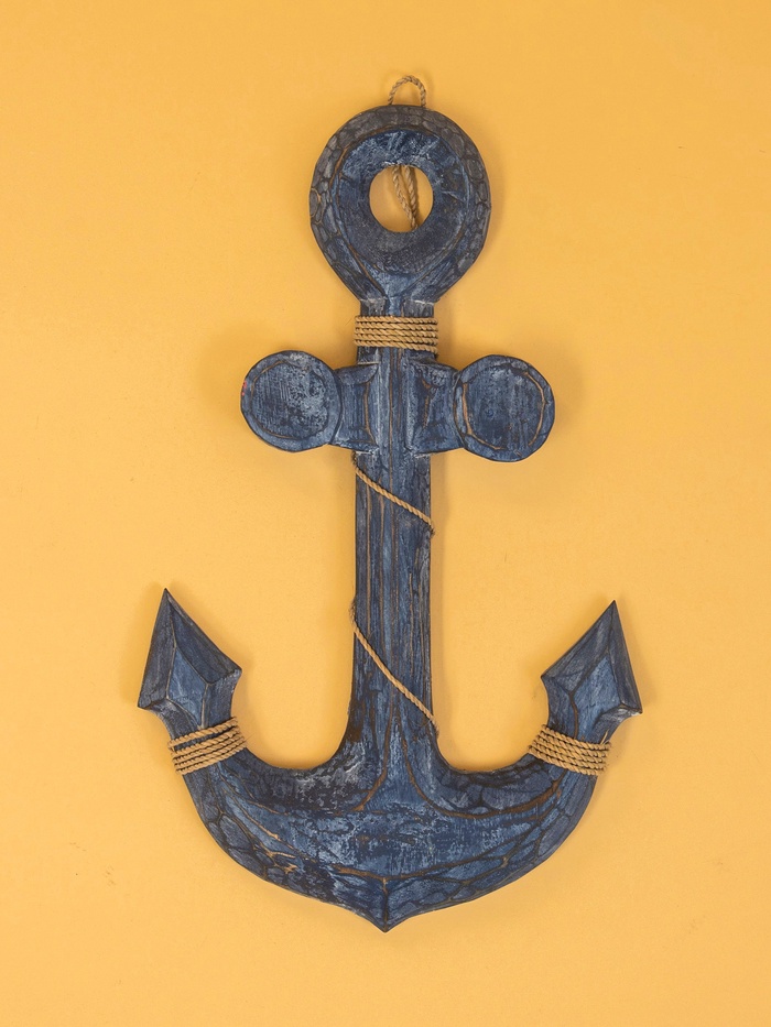 Декор интерьерный «Якорь», 23×2×40 см, дерево, синий