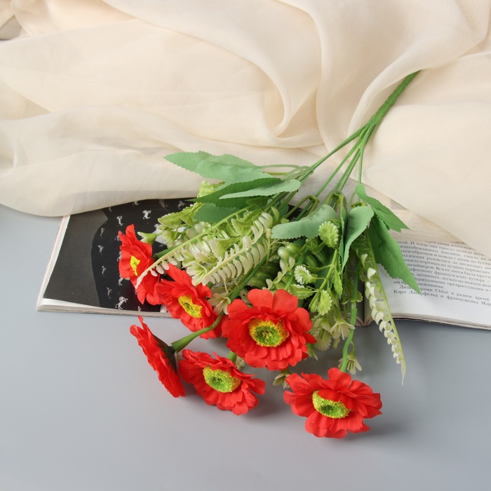 Букет искусственный «Матрикария с папоротником», h=32 см, МИКС