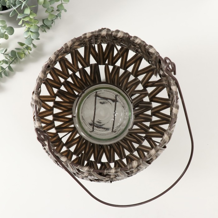 Подсвечник - фонарь на 1 свечу «Зигзаг», пластик, серый, 16×29×42 см