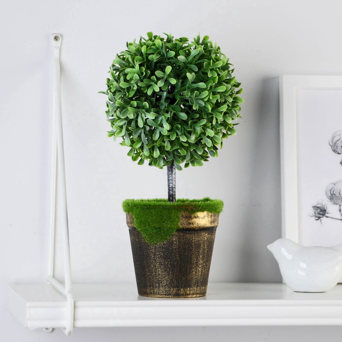 Искусственный цветок в горшке «Самшит», 10×23 см