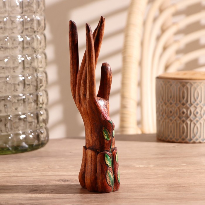 Подставка для колец «Рука роспись», 20 см, дерево