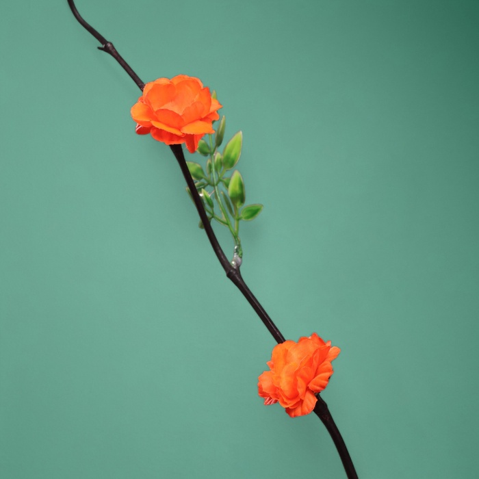 Интерьерный декор из бамбука, цветы пластик, 200 см, оранжевый