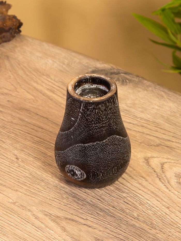 Подсвечник, d=4 см, 9×9×12 см, дерево джати, тёмно-коричневый