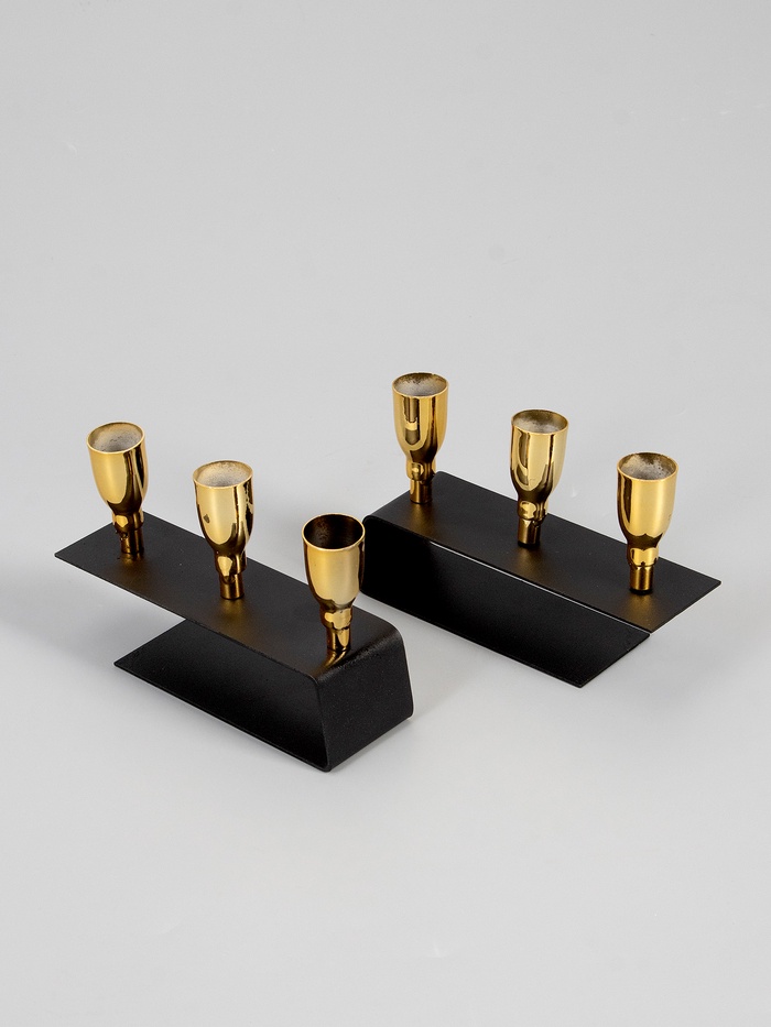 УЦЕНКА Подсвечник на 3 свечи «Деко», чёрный с золотом, 15.2×4.7×11 см
