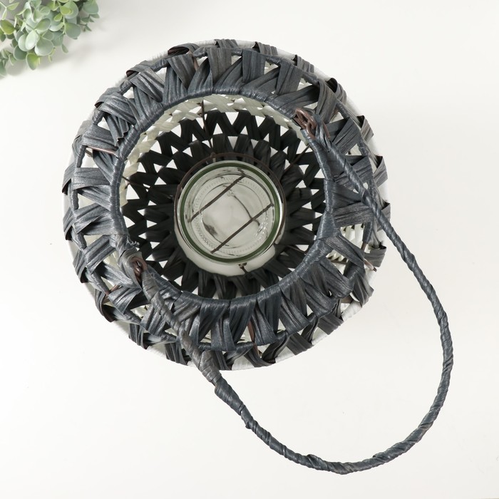 Подсвечник - фонарь на 1 свечу «Зигзаг», пластик, чёрно-белый, 14×26×40 см