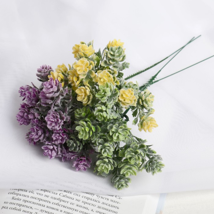 Букет искусственный «Круглолист» с напылением, h=17 см, МИКС