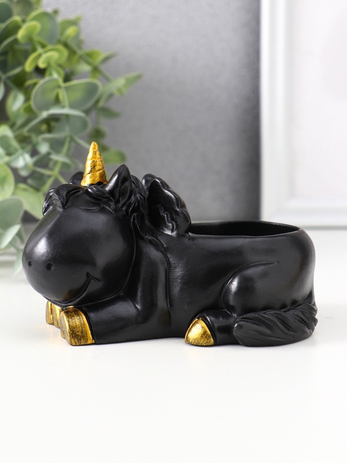 Подставка для мелочей «Единорог», 8×12×9 см, чёрная