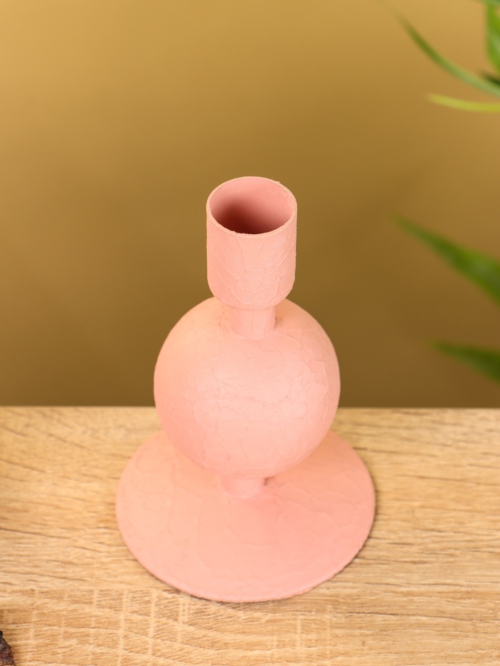 Подсвечник на 1 свечу «Пудровый», с 1 сферой, 7.5×7.5×11.5 см