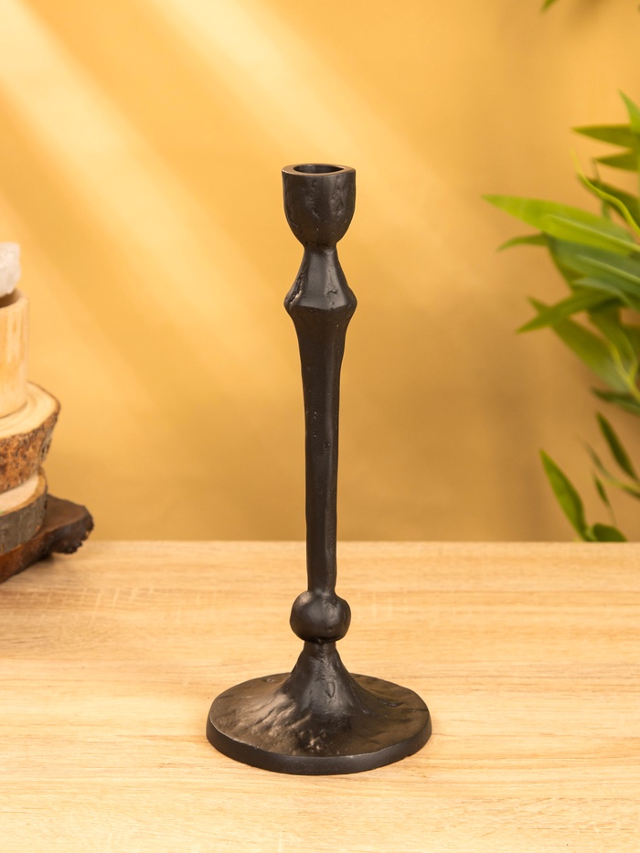 Подсвечник «Лава», 10×10×25 см, алюминий, чёрный