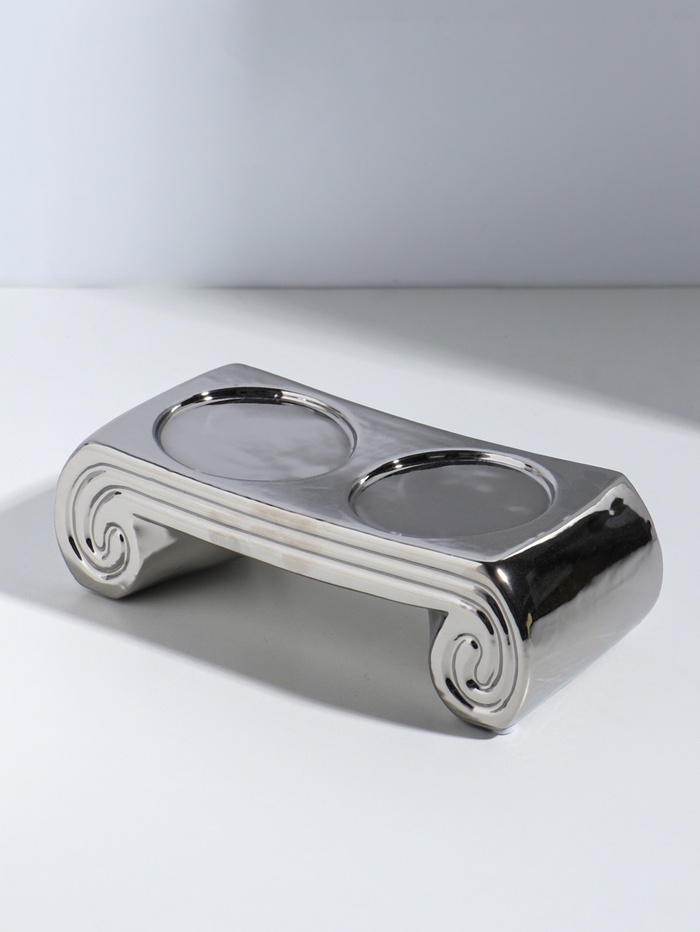 Подсвечник на 2 свечи «Греция», d=7.5 см, серебро, 22.5×10×7 см