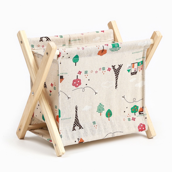 Газетница, подставка для книг и журналов «Париж», 26×16×23 см, бежевая