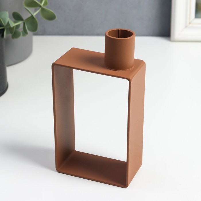 Металлический подсвечник на 1 свечу «Строгие линии», d=2 см, розовый, 13.5×4×7.2 см