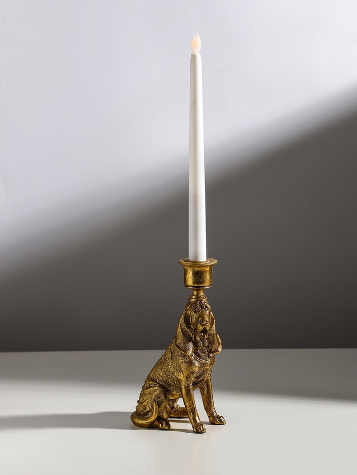 Подсвечник на 1 свечу «Бладхаунд», полистоун, золото, 11×8×19.5 см