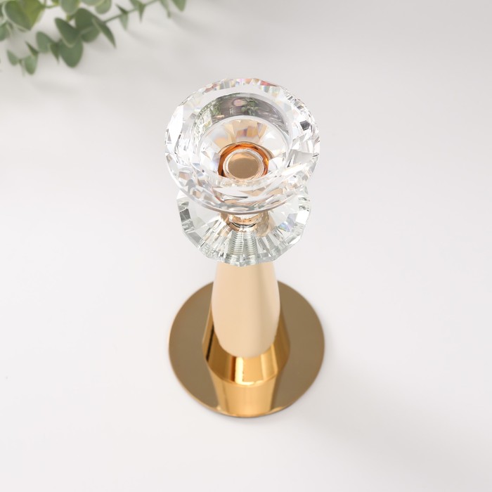 Подсвечник на 1 свечу «Альфия», под золото, d=4 см, 7.5×7.5×20 см