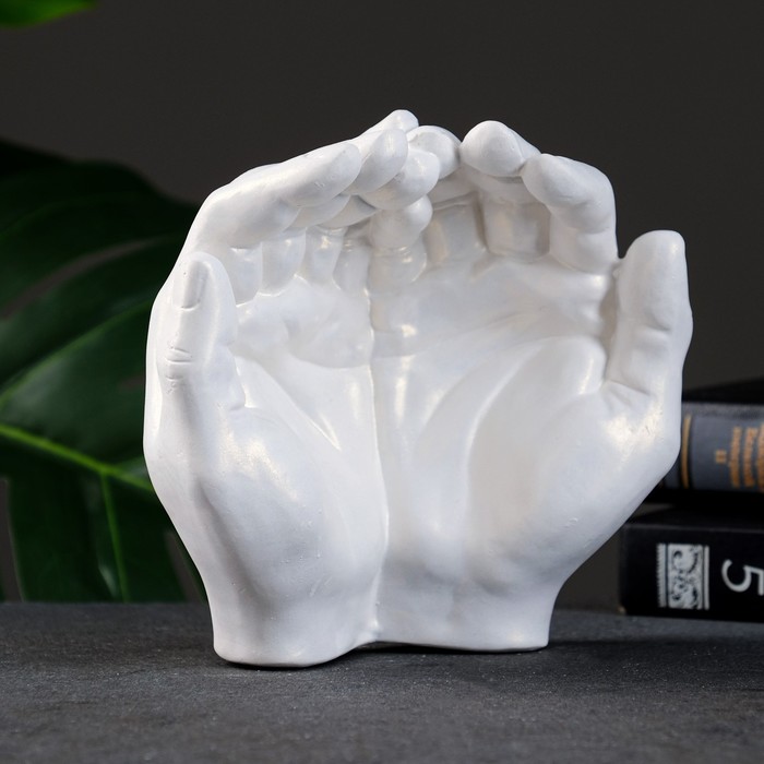 Подставка для мелочей «Ладони», гипс, перламутр, 15×16×7 см