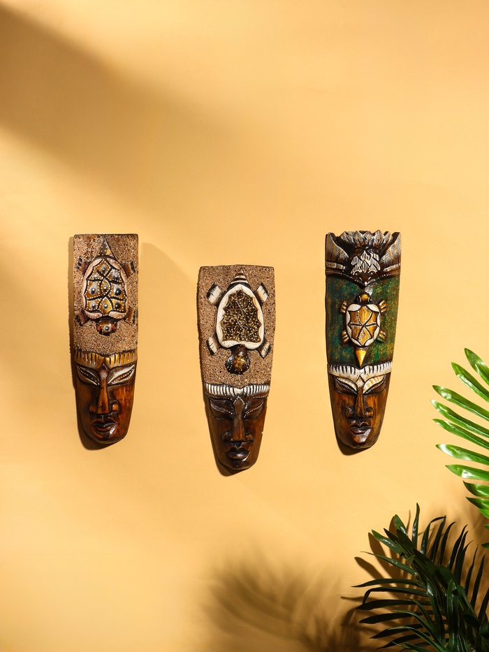 Маска «Абориген и черепаха», 30×10×4 см, дерево, МИКС