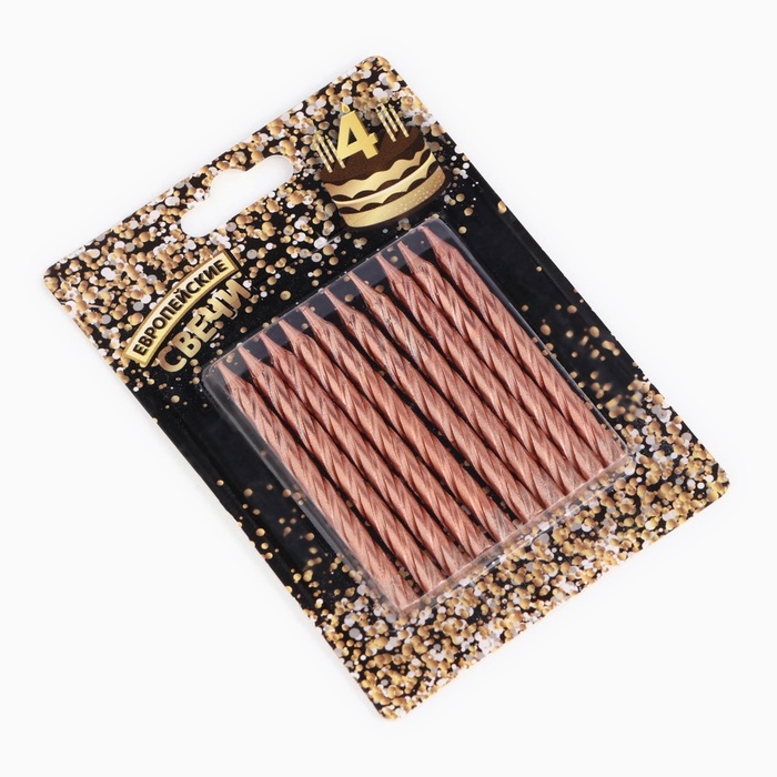 Свеча для торта «Спираль», 10 шт., 6 см, средние, шампань