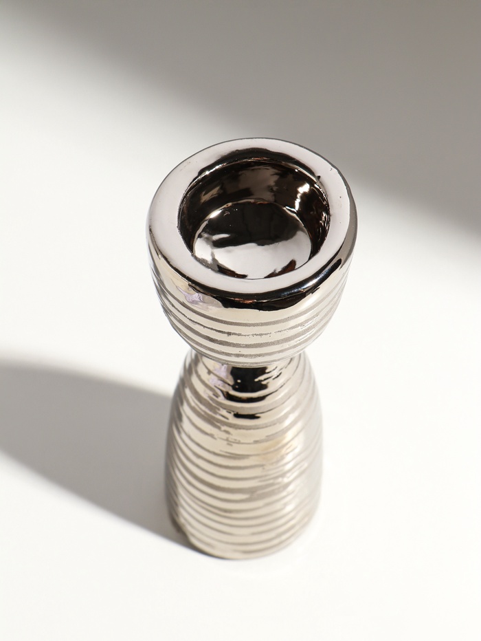 Подсвечник на 1 свечу «Зебра», d=4 см, серебро, 6.5×6.5×18 см