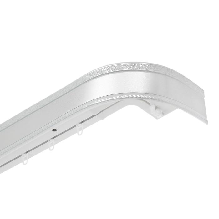 Карниз трёхрядный «Есенин», ширина 250 см, молдинг серебро, цвет элегант