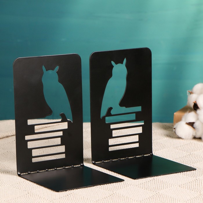 Держатель-подставка для книг «Сова на книгах», набор 2 шт., черный