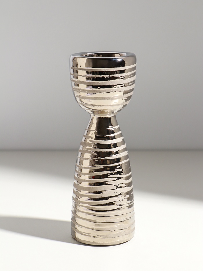 Подсвечник на 1 свечу «Зебра», d=4 см, серебро, 6.5×6.5×18 см