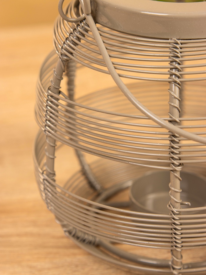 Подсвечник фонарь, 14.5×14.5×13.5 см, для свечи 4 см, металл, серый