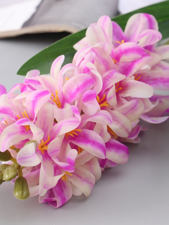 Цветы искусственные «Гиацинт галант», 66×5 см, бело-сиреневые