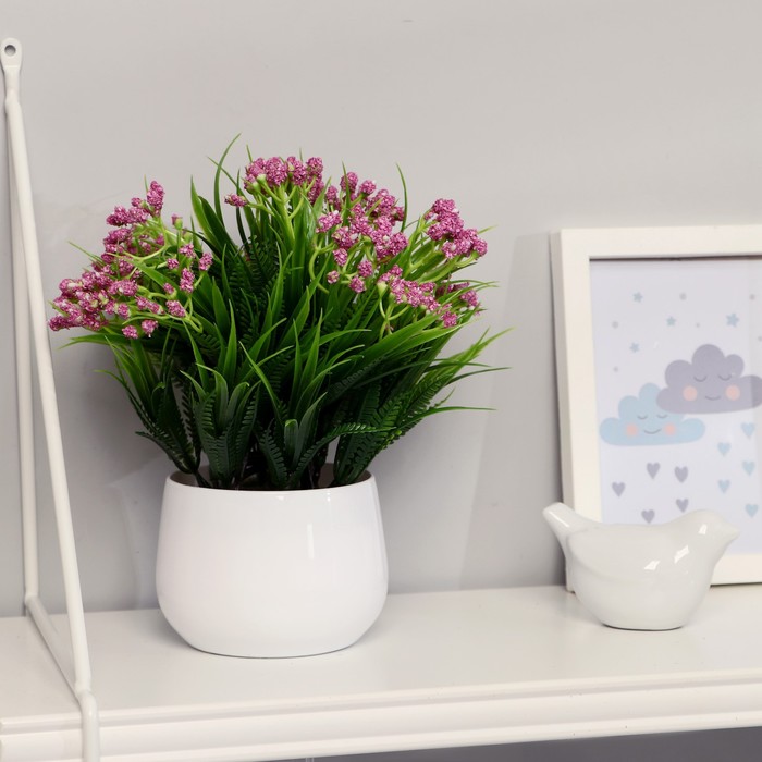 Искусственный цветок в горшке «Статица», 9×21 см, МИКС