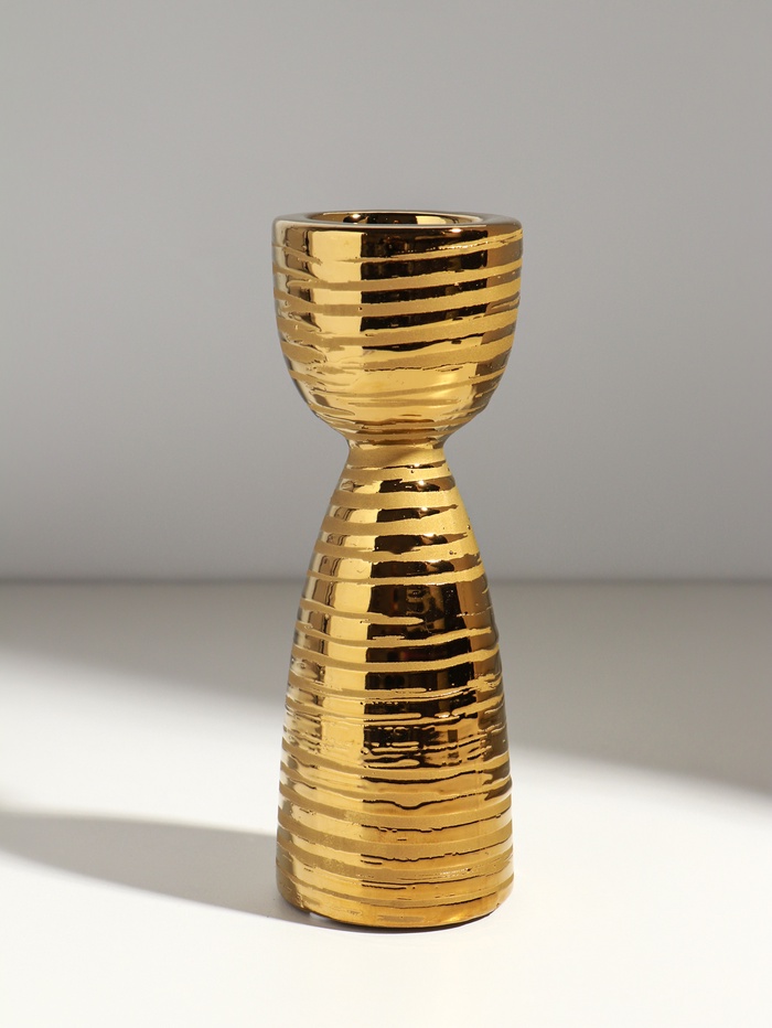 Подсвечник на 1 свечу «Зебра», d=4 см, золото, 6.5×6.5×18 см