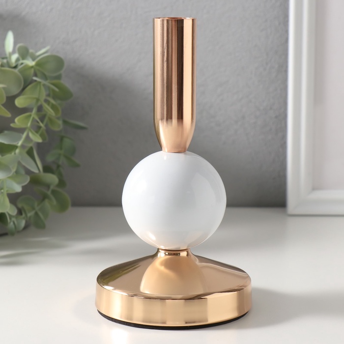 Металлический подсвечник на 1 свечу «Продо», белый, d=2 см, 9×9×17 см