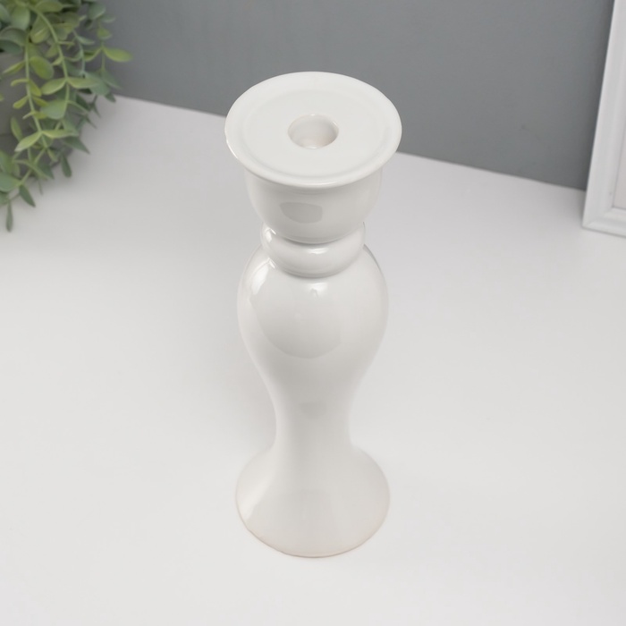 Подсвечник на 1 свечу «Вуаль», d=1.5 см, белый, 9.8×9.8×30.5 см