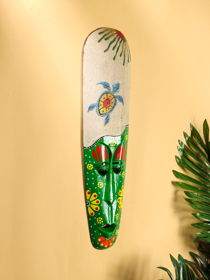 Настенная маска «Черепаха», 2.5×11×50 см, дерево, песок