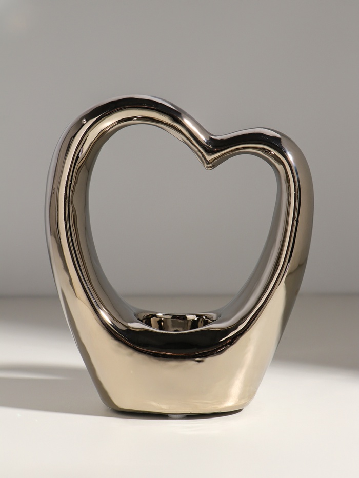 Подсвечник на 1 свечу «Сердце», d=4 см, серебро, 14.5×6×17 см